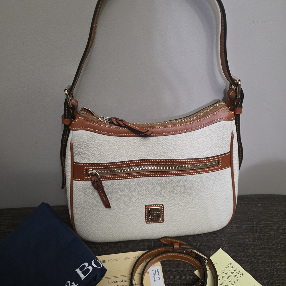 Dooney & Bourke White and Tan Leather Shoulder Bag
